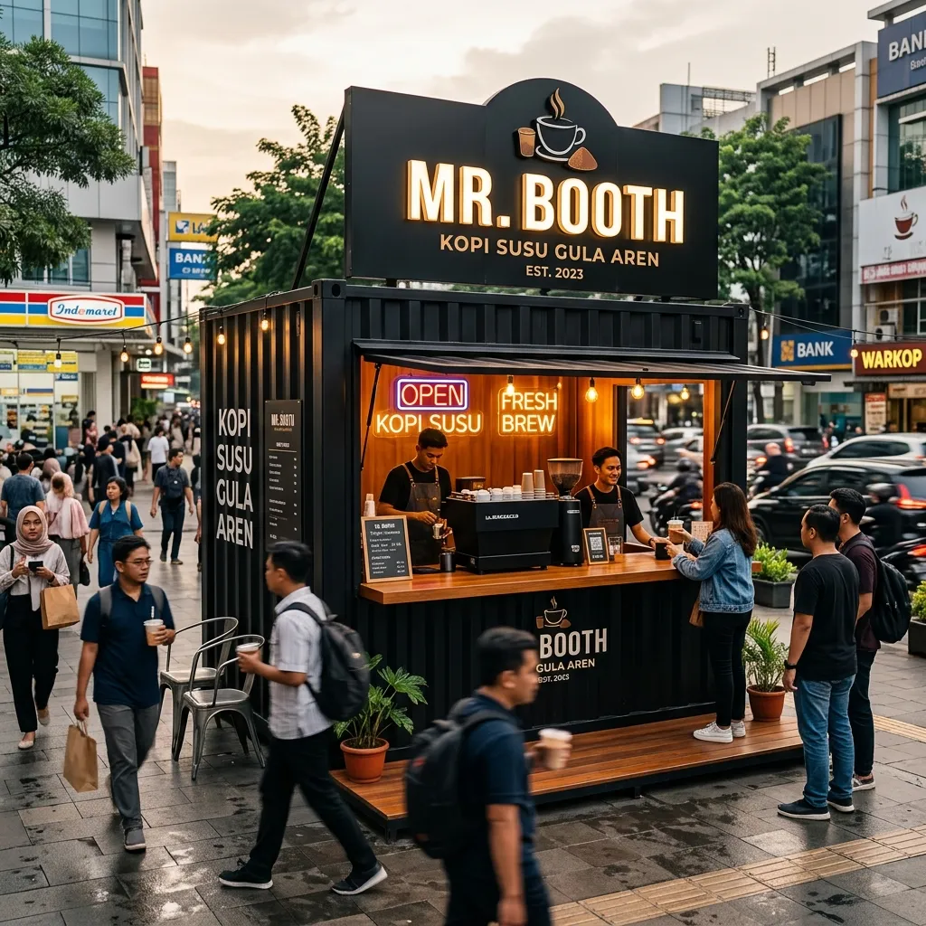 Ilustrasi Kopi Container Premium Mr. Booth