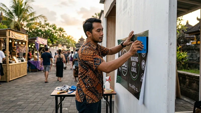 Cara Memasang Sticker Vinyl Meteran pada Dinding Booth