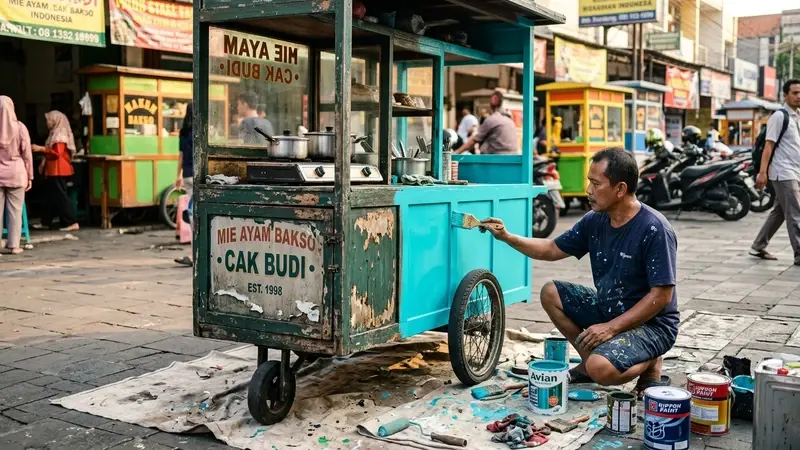 Langkah Praktis Mengecat Ulang Gerobak Jualan yang Kusam