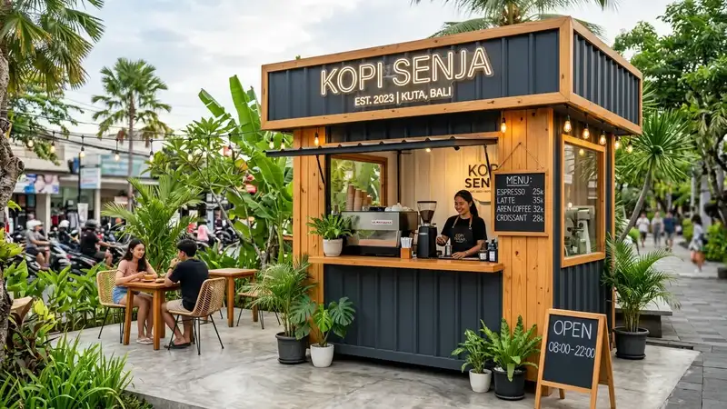 Daftar Harga Custom Booth Container 3x3 untuk Cafe Terbuka
