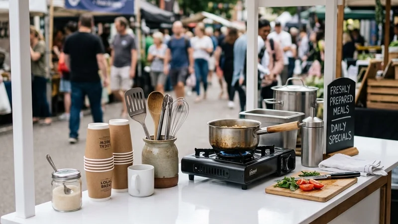 Wirausahawan kuliner Indonesia jualan dengan booth portable meja melamin rapi di KTB Group