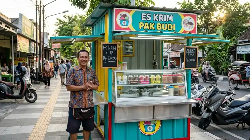 Analisis Modal Es Krim Cup dengan Booth Container Mini