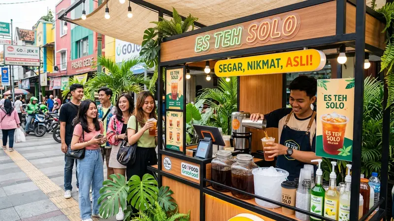 Tren Bisnis Es Teh Solo Menjamur Pakai Booth Portable